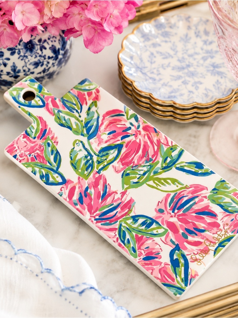 Lilly Pulitzer Totally Blossom GWP Ceramic Mini Serving Board New In Box 17.75”